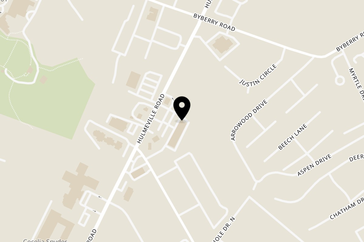 Map showing the location of Redhouse Bagels Bensalem on 3677 Hulmeville Rd in Bensalem